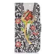 3D Painting Pattern Coloured Drawing Horizontal Flip Pu Leather Case With Holder and Card Slots and Wallet For Iphone Xr(Screw Rose)