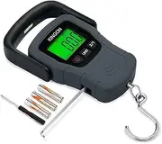 [KINGON] Portable Digital Hanging Hook Scale with Backlit LCD Display and Measuring Tape 110lb/50kg 3 AAA Batteries Included