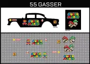 Hot Wheels(1/64),55 Gasser"Super Mario" Waterslide,Printed White First,Decals