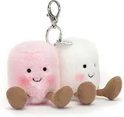 [Jellycat] Amuseables Pair of Marshmallows Bag Charm, 3.5 inches | Food Plush Keychain | Great Gift Idea, Pair of Marshmallows