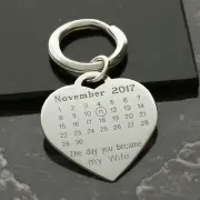 Sterling Silver Calendar Anniversary Wife Mummy Keyring with Back Engraving