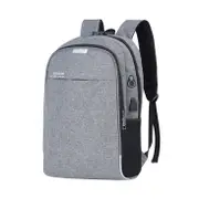 Men Large Capacity Usb Anti-Theft Casual Backpack Outdoor Travel Bag Lightgray