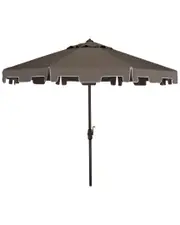 Safavieh Up Resistant Zimmerman 9 Ft Crank Market Push Button Tilt Umbrella With Flap
