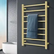 ACA Bathroom Square Heated Towel Rail Rack Warmer Wall Mounted 8 Bars Stainless Steel Brushed Yellow Gold SAA