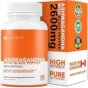 Ashwagandha Powder with Black Pepper Extract - Highest Potency 2600mg per serving (2 capsules), 120 Vegan Capsules, Improved Memory, Increased Energy and Decreased Stress Supplement. Powerful Ancient Ayurveda Adaptogen (1)