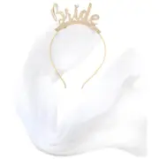 Bride To Be Headband Veil Gold Glitter Hens Night Party Bridal Shower Tiara