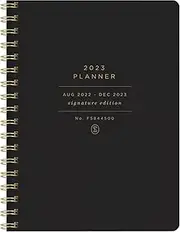 Fringe Studio 2023 Spiral Planner, Aug 2022 - Dec 2023, 17 Month Weekly and Monthly, Faux Leather Cover, STANDARD BLACK ", 236 pages, 9.785" x 6.75" (844501)