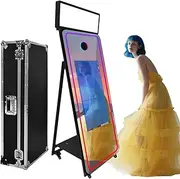 Mirror Photo Booth with 32" Touchscreen,Fill Light,APP Control,RGB Light,Portable DSLR Photo Booth Machine Includes Flight Case for Wedding Parties Events (Black, Machine)