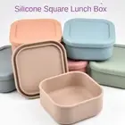 Square Food Container Silicone Bento Box Heating Container Student Tableware