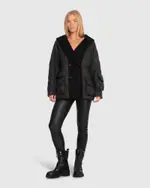 [Belle & Bloom] Only You Quilted Utility Puffer Jacket - Black