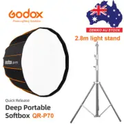 Godox QR-P70 70CM Quick Releas Parabolic Softbox + 2.8m Tripod for Studio Flash