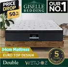 34cm Bedding Mattress Breathable Euro Top Medium Firm 7 Zone Pocket Double 5Yrs