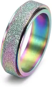 [Generic] Spinner Rings for Women Men Stainless Steel Worry Thumb Fidget Band Ring for Anxiety Start Relieving Wedding Promise Rings
