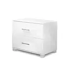 NNEDSZ High Gloss Two Drawers Bedside Table - White