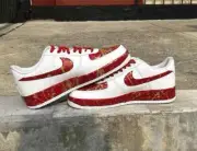 Air Force 1 Custom Pearlescent Red & Gold Splatter Size 13C ebay user: heavywe28