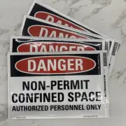 (4-Pk) Osha Danger Sign Sticker reflective, Confined Space NON- Permit 7" x 10"
