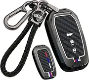 ontto Carbon Texture Key Housing Fit for Toyota 3-Button Key Fob for Venza RAV4 Prime Sienna Land Cruiser Fortuner Mirai 2018-up,Antiscratched Key Case with Fluorescent Strips,Black