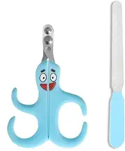 OUDQFCJ 1 x Professional Claw Scissors with Positioning Hole with 1 Nail File Cat Claw Cutter for Cats Kittens Rabbits Guinea Pigs Birds Puppies and Small Animals Blue