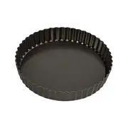 Bakemaster Loose Base Carbon Steel 20cm Quiche Pan Pie Baking Tray Round Black