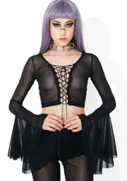 [Club Exx] Twilight Skies Mesh Crop Top