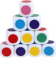 Kisangel 10Pcs Color Printed Dices for Educational Teaching Dices Design for Cognitive Learning and Counting Training