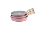 Neoflam Demer Pink Retro Induction Set - 24 and 28cm Fry pans and a 26cm Chef pan