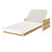 Sibutu Wicker Outdoor Sun Loungers with Cushion - Light Beige