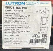 Lutron MRF2S-8SS-WH VIVE Maestro Wireless RF Sensor Switch 434Mhz 8A Wall Mount