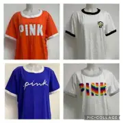 Victoria's Secret Pink Campus Ringer Short Sleeve Crewneck Tee