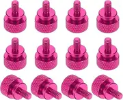 uxcell 12 Pcs M4x8mm Knurled Thumb Screw Computer Case Threaded Hand Tighten Screws Aluminum Alloy for PC Case, Rose Red
