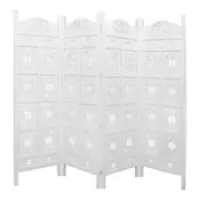 Iron Jali 4 Panel Room Divider Screen Privacy Shoji Timber Wood Stand - White