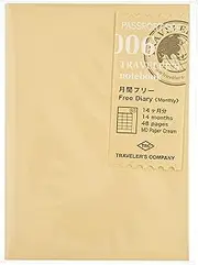 Midori Traveler's Notebook (Refill 006) Passport Size Monthly Diary