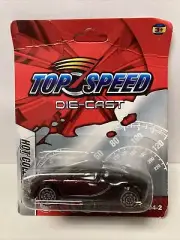 BAD CARD 1/64 Scale Top Speed Diecast Bugatti Veyron Black Red