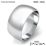 Solid Men Plain Dome High Polish Wedding Band 10mm Platinum 950 16.7gm 11-11.75