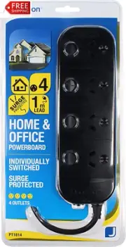Jackson 4 Way Individually Switched Surge Protected Powerboard
