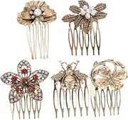 NOLITOY 5pcs Retro Chic Pearl Hairpins Decorative Hair Accessories for Women Elegant Bridal Comb Clips with Detail Special Occasions