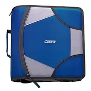Case-it The King Sized Zip Tab Zipper Binder - 4 Inch D-Rings - 5 Subject File Folder - Multiple Pockets - 800 Sheet Capacity - Comes with Shoulder Strap - Midnight Blue D-186