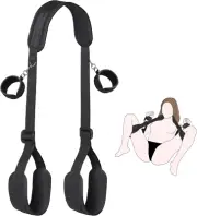 Sex Bondage BDSM Kit, Bed Restraints Set with Handcuffs Neck to Thigh/Ankle, Adj