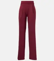 [Dries Van Noten] Dries Van Noten High-rise cotton-blend wide-leg pants AU 10 burgundy
