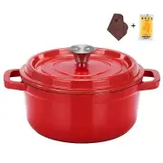 Enameled Dutch Oven Pot with Lid,3.2 Quarts Enamel Cast Iron Cookware Pot,Hea...