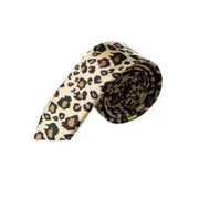 Mens Gold Leopard Print 5Cm Skinny Neck Tie