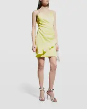 $195 Aidan by Aidan Mattox Women's Yellow Sleeveless Ruched Dress Dress 6