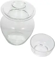 [BEBEMOKO] 1Pc Large Capacity Glass Pickle Jar Sealed Kitchen Storage Container Transparent for Pickling Vegetables Glass for Home Use