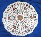 White Round Marble Coffee Table Top Carnelian Stone Inlay Work Patio Sofa Table