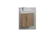 Mini wall hung vanity with ceramic top