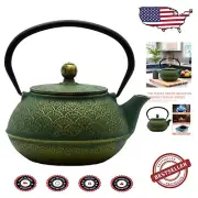 Versatile 900ml Green Cast Iron Teapot with Infuser - Perfect for Tea Lovers