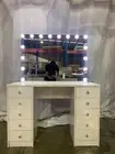 WHITE MAKE-UP DRESSER TABLE WITH TILT SMALL LED MIRROR WITH DRAWER KLDS07