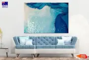 Light Blue & Blue Gold Abstract Wall Canvas Home Decor Australian Made Quality