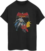 [Absolute Cult] DC Comics Women's Batman and Robin Boyfriend Fit T-Shirt