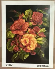 Printed needlepoint tapestry canvas only30x40 Cm Flowers C129
